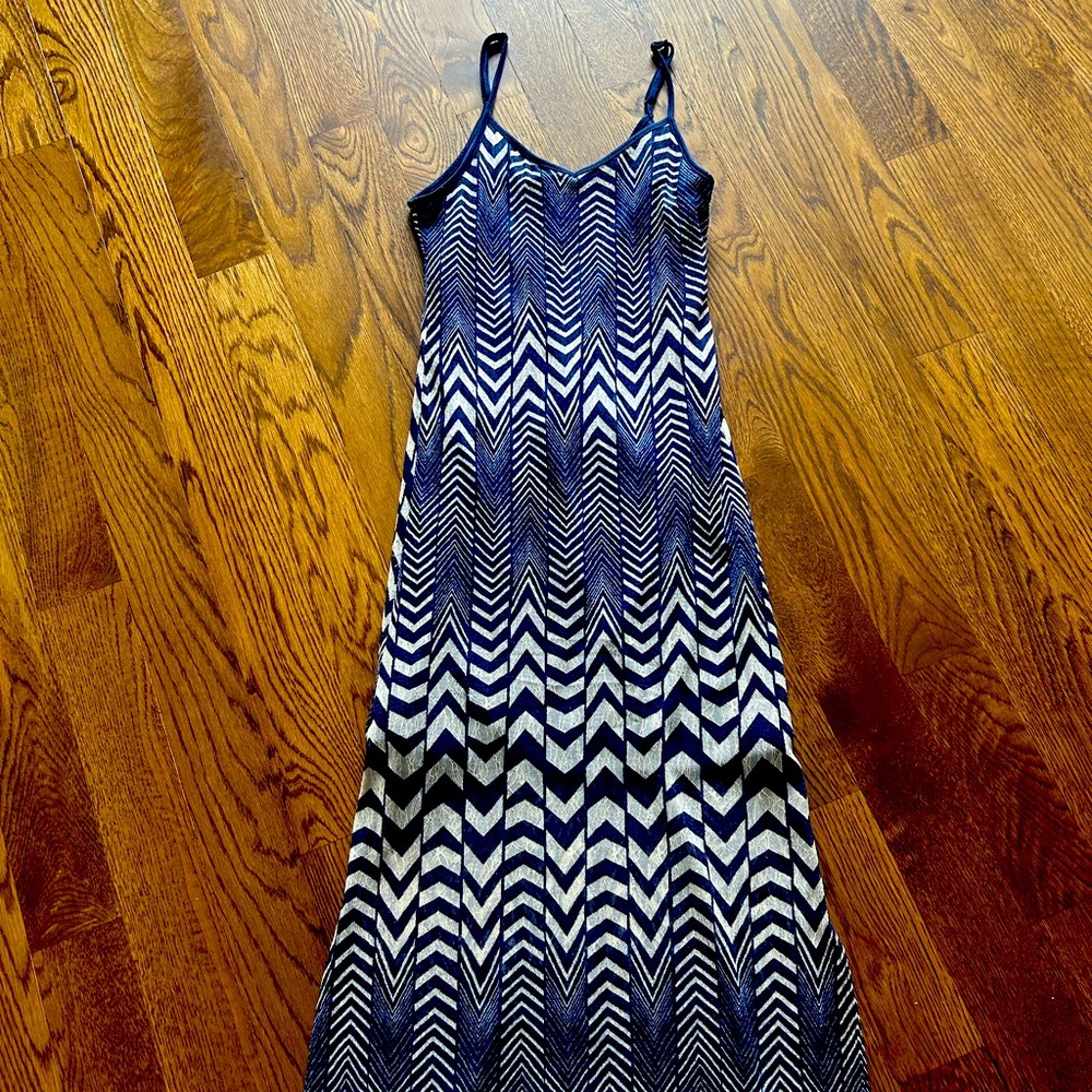 Love Fire navy and cream maxi dress size L
